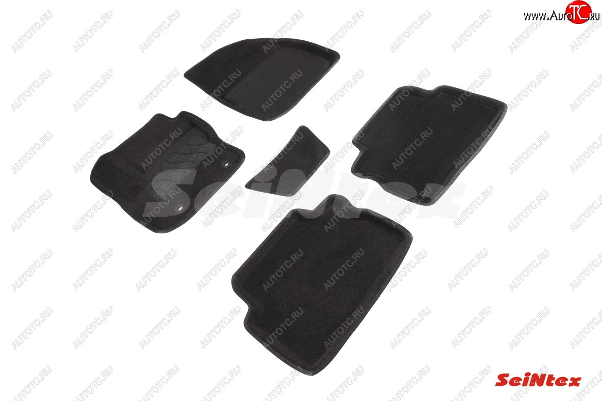 5 249 р. Комплект 3D ковриков в салон (ворсовые / чёрные) Seintex Ford Kuga 1 (2008-2013)  с доставкой в г. Чебоксары