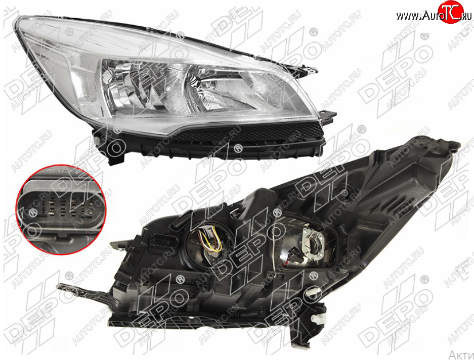 14 299 р. Правая фара (галоген, с корректором) DEPO Ford Kuga 2 дорестайлинг (2013-2016)  с доставкой в г. Чебоксары
