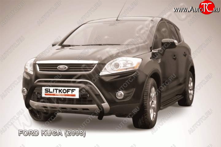 15 849 р. Кенгурятник d57 Slitkoff (низкий)  Ford Kuga  1 (2008-2013) (Цвет: серебристый)  с доставкой в г. Чебоксары