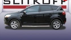 Защита порогов из круглой трубы диаметром 76 мм Slitkoff Ford Kuga  1 (2008-2013)