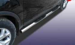 Защита порогов из трубы d76 мм с пластиковыми вставками для ног Slitkoff Ford Kuga  1 (2008-2013)