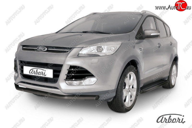 7 019 р. Защита переднего бампера Arbori (черная, 1 труба d57 mm). Ford Kuga 2 дорестайлинг (2013-2016)  с доставкой в г. Чебоксары