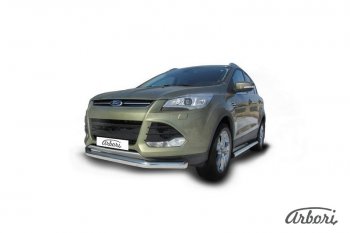 13 319 р. Защита переднего бампера Arbori (нержавейка, 1 труба d76 mm) Ford Kuga 2 дорестайлинг (2013-2016)  с доставкой в г. Чебоксары. Увеличить фотографию 2