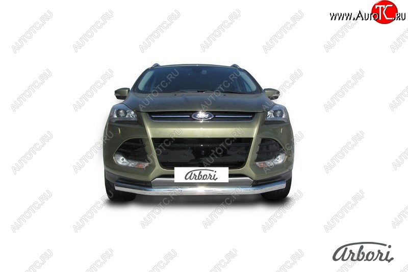 13 319 р. Защита переднего бампера Arbori (нержавейка, 1 труба d76 mm) Ford Kuga 2 дорестайлинг (2013-2016)  с доставкой в г. Чебоксары