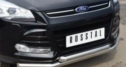 16 949 р. Защита переднего бампера (2 трубыØ76 мм, нержавейка) SLITKOFF Ford Kuga 2 дорестайлинг (2013-2016)  с доставкой в г. Чебоксары. Увеличить фотографию 2