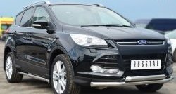 16 949 р. Защита переднего бампера (2 трубыØ76 мм, нержавейка) SLITKOFF Ford Kuga 2 дорестайлинг (2013-2016)  с доставкой в г. Чебоксары. Увеличить фотографию 4