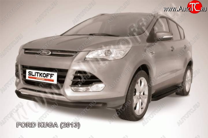 9 449 р. Защита переднего бампера Slitkoff (труба d76) Ford Kuga 2 дорестайлинг (2013-2016) (Цвет: серебристый)  с доставкой в г. Чебоксары