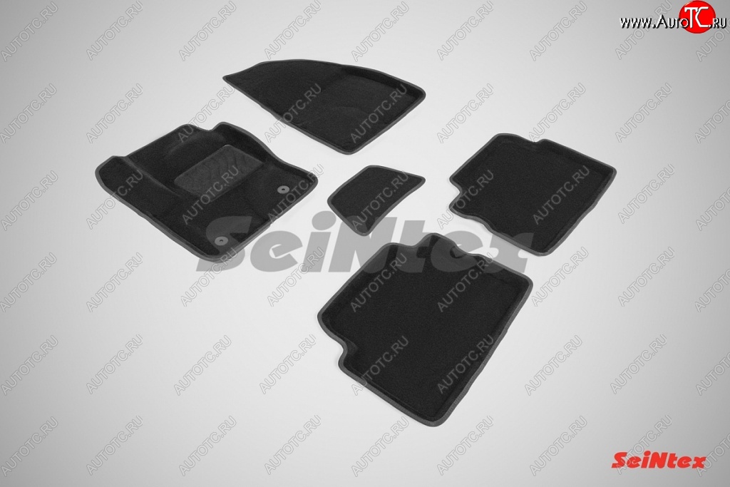 5 249 р. Износостойкие коврики в салон SeiNtex Premium 3D 4 шт. (ворсовые, черные) Ford Kuga 2 дорестайлинг (2013-2016)  с доставкой в г. Чебоксары
