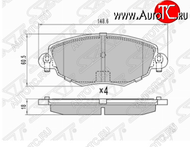 1 099 р. Комплект передних тормозных колодок SAT Ford Mondeo Mk3,B4Y дорестайлинг, седан (2000-2003)  с доставкой в г. Чебоксары