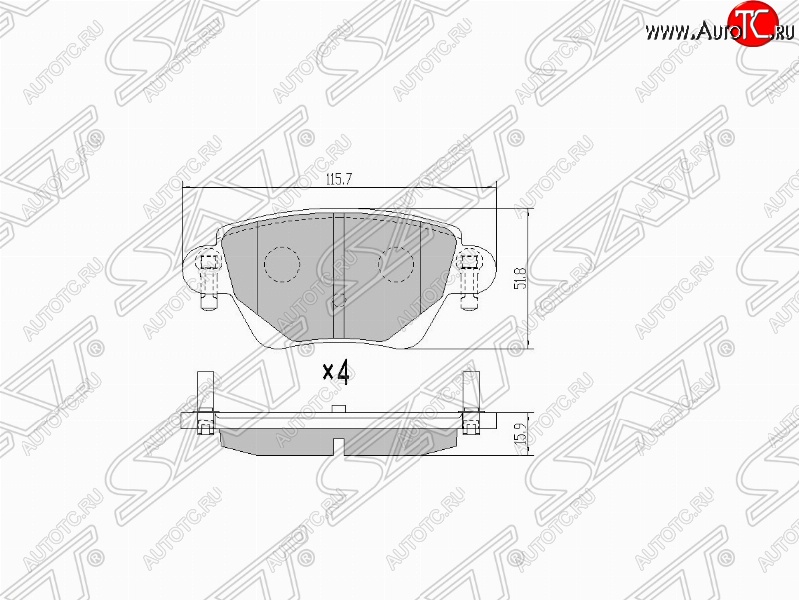 1 059 р. Колодки тормозные SAT (задние) Ford Mondeo Mk3,B4Y дорестайлинг, седан (2000-2003)  с доставкой в г. Чебоксары