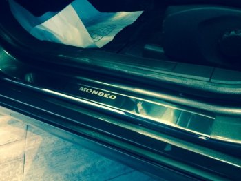 2 179 р. Накладки порожков салона INOX Ford Mondeo MK5 CD391 дорестайлинг седан (2014-2018) (Нержавеющая сталь)  с доставкой в г. Чебоксары. Увеличить фотографию 3
