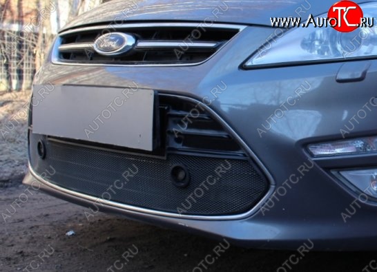 2 149 р. Защитная сетка на бампер (с парктрониками) Russtal (черная) Ford Mondeo Mk4,BD рестайлинг, седан (2010-2014)  с доставкой в г. Чебоксары