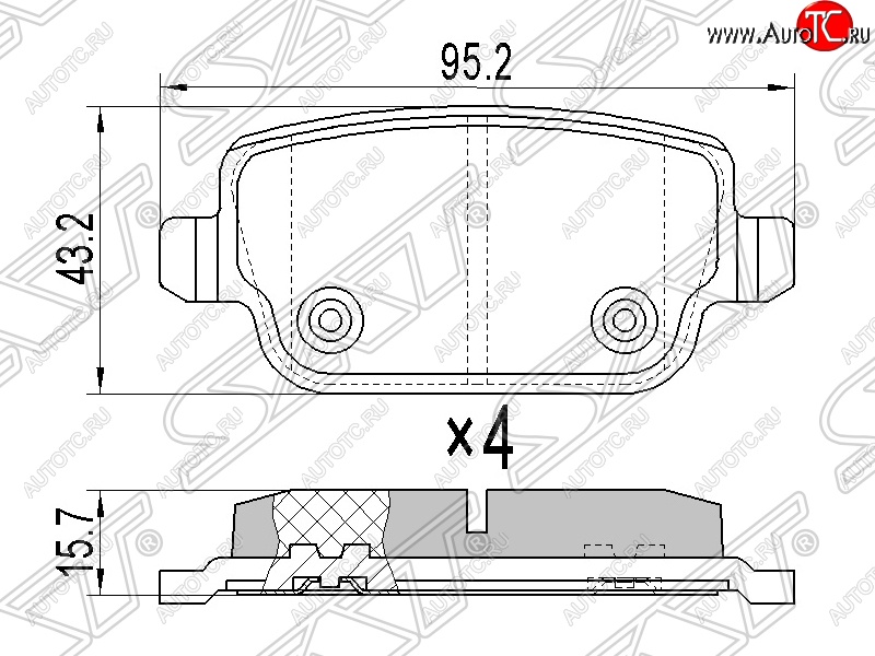 579 р. Колодки тормозные SAT (задние) Ford Mondeo Mk4,DG дорестайлинг, универсал (2007-2010)  с доставкой в г. Чебоксары