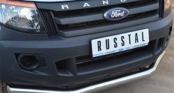 16 499 р. Одинарная защита переднего бампера диаметром 76 мм SLITKOFF  Ford Ranger ( DoubleCab,  RapCab) (2011-2016) дорестайлинг  с доставкой в г. Чебоксары. Увеличить фотографию 2