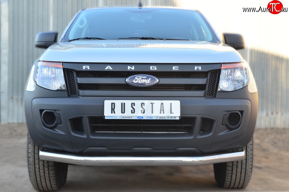 16 499 р. Одинарная защита переднего бампера диаметром 76 мм SLITKOFF  Ford Ranger ( DoubleCab,  RapCab) (2011-2016) дорестайлинг  с доставкой в г. Чебоксары