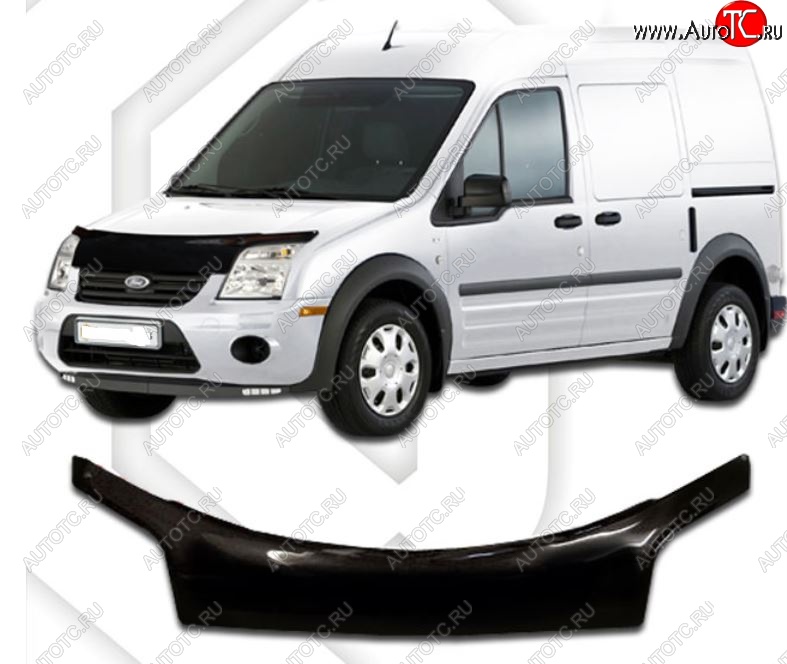 2 559 р. Дефлектор капота CA-Plastiс exclusive Ford Transit Connect (2002-2009) (Classic черный, Без надписи)  с доставкой в г. Чебоксары