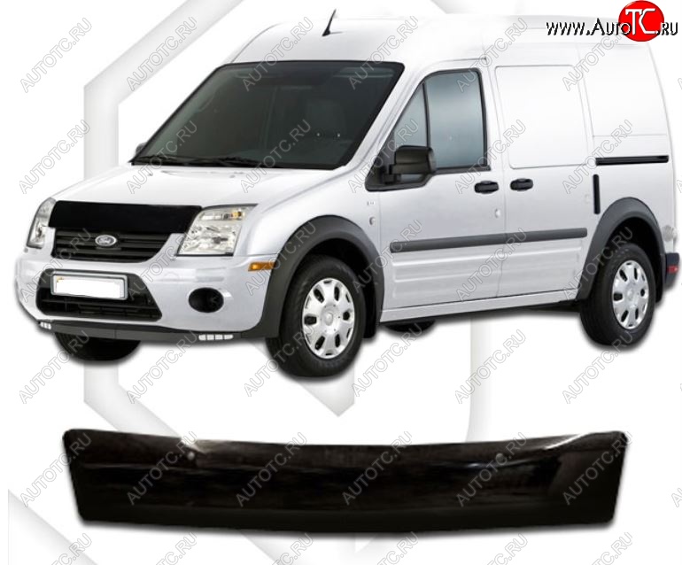 2 079 р. Дефлектор капота CA-Plastiс Ford Transit Connect (2002-2009) (Classic черный, Без надписи)  с доставкой в г. Чебоксары