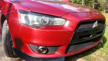 579 р. Реснички на фары Style Mitsubishi Lancer 10 CY седан дорестайлинг (2007-2010) (Неокрашенные)  с доставкой в г. Чебоксары. Увеличить фотографию 5