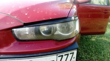 579 р. Реснички на фары Style Mitsubishi Lancer 10 CY седан дорестайлинг (2007-2010) (Неокрашенные)  с доставкой в г. Чебоксары. Увеличить фотографию 4