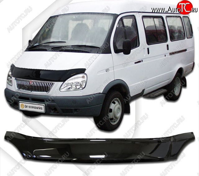 2 399 р. Дефлектор капота CA-Plastic ГАЗ ГАЗель 3302 1-ый рестайлинг бортовой  (2003-2010) (Classic черный, Без надписи)  с доставкой в г. Чебоксары