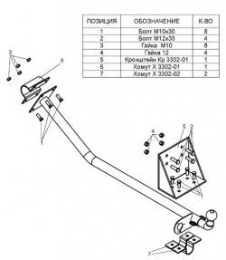 3 499 р. Фаркоп Лидер Плюс ГАЗ ГАЗель 3302 дорестайлинг шасси (1994-2002) (Без электропакета)  с доставкой в г. Чебоксары. Увеличить фотографию 2