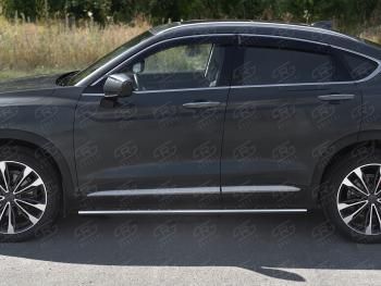 23 749 р. Защита порогов (Ø75х42 мм с проступью) Russtal Geely Tugella FY11,HPBA4 дорестайлинг (2019-2023) (полированная нержавейка)  с доставкой в г. Чебоксары. Увеличить фотографию 2