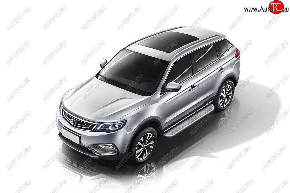 15 349 р. Защита порогов Slitkoff (d57, с листом)  Geely Atlas  NL3 - Atlas Pro  NL3 (Нержавейка)  с доставкой в г. Чебоксары