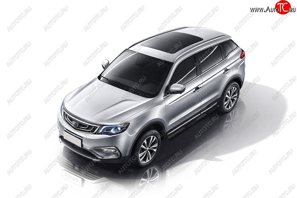 12 399 р. Защита порогов Slitkoff (d76, с проступями)  Geely Atlas  NL3 - Atlas Pro  NL3 (Сталь с полимерным покрытием. Цвет: чёрный)  с доставкой в г. Чебоксары