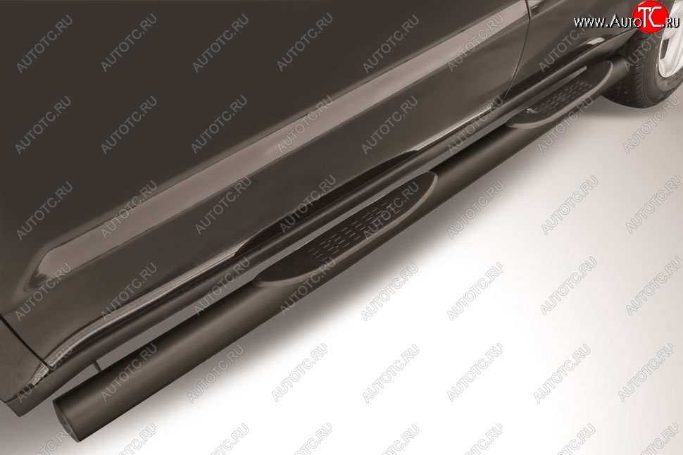 12 799 р. Защита порогов Slitkoff (d76, с проступями)  Geely Emgrand X7 (2011-2015) дорестайлинг (Сталь с полимерным покрытием. Цвет: чёрный)  с доставкой в г. Чебоксары