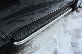 Защита порогов Slitkoff (с листом, d57 мм) Geely Emgrand X7 (2015-2018) 1-ый рестайлинг (Нержавейка)