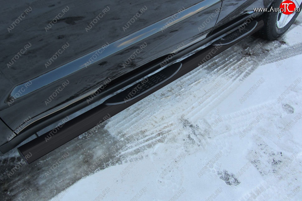12 799 р. Защита порогов Slitkoff (d76, с проступями)  Geely Emgrand X7 (2015-2018) 1-ый рестайлинг (Сталь с полимерным покрытием. Цвет: чёрный)  с доставкой в г. Чебоксары