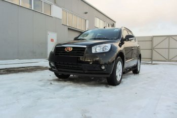 Защита переднего бампера Slitkoff (d57 мм) Geely Emgrand X7 (2015-2018) 1-ый рестайлинг (Сталь с полимерным покрытием. Цвет: чёрный)