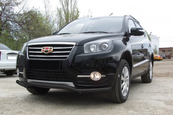Защита переднего бампера Slitkoff (волна, d57) Geely Emgrand X7 (2015-2018) 1-ый рестайлинг (Сталь с полимерным покрытием. Цвет: чёрный)