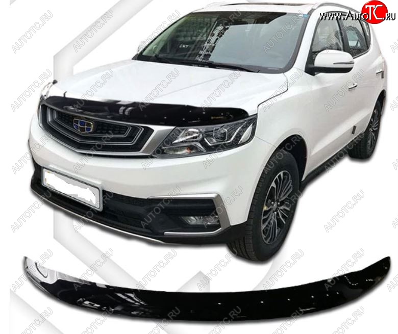 2 559 р. Дефлектор капота CA-Plastiс Geely Emgrand X7 2-ой рестайлинг (2019-2021) (Classic черный, Без надписи)  с доставкой в г. Чебоксары