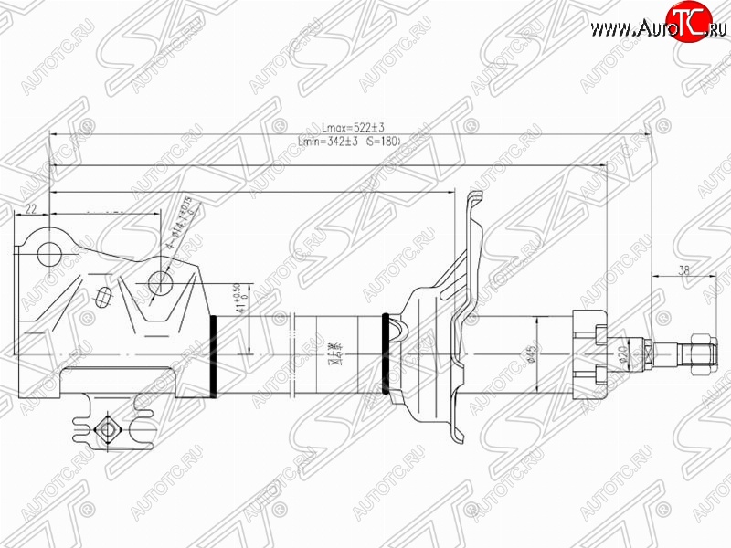 3 199 р. Амортизатор передний SAT (LH=RH)  Geely MK (2006-2015), Geely MK Cross (2011-2016), Toyota Echo  XP10 (1999-2002), Toyota Funcargo (2002-2005), Toyota Ist  XP60 (2001-2005), Toyota Platz ( рестайлинг) (1999-2005), Toyota Probox (2002-2014), Toyota Succeed (2002-2014), Toyota Vitz  XP10 (1998-2001), Toyota WILL (2001-2025), Toyota Yaris  XP10 (1999-2005)  с доставкой в г. Чебоксары
