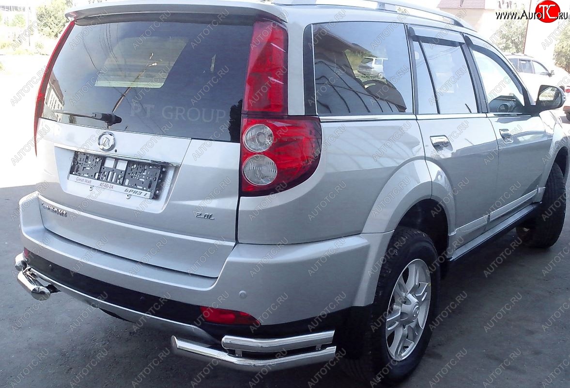 12 299 р. Защита заднего бампера Petroil Tuning (уголки двойные, d63/51)  Great Wall Hover H3 (2014-2016)  рестайлинг (Нержавейка)  с доставкой в г. Чебоксары