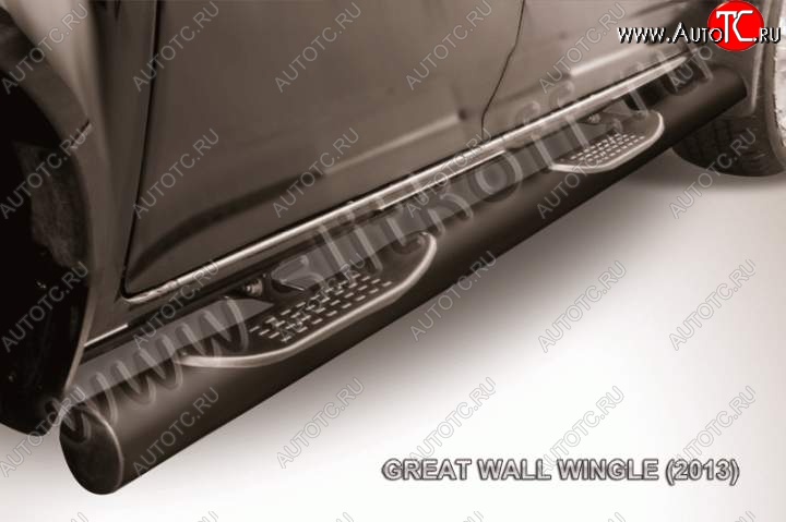 14 249 р. Защита порогов из трубы d76 Slitkoff (с проступями)  Great Wall Wingle 5 (2011-2017) (Цвет: серебристый)  с доставкой в г. Чебоксары
