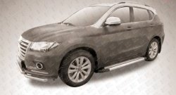 10 699 р. Алюминиевые пороги Slitkoff Luxe Silver  Haval H2 (2014-2021)  с доставкой в г. Чебоксары. Увеличить фотографию 2