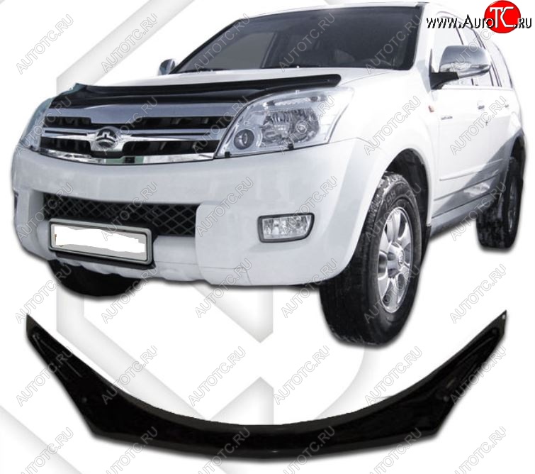 2 199 р. Дефлектор капота CA-Plastic Great Wall Hover  дорестайлинг (2006-2010) (Classic черный, Без надписи)  с доставкой в г. Чебоксары