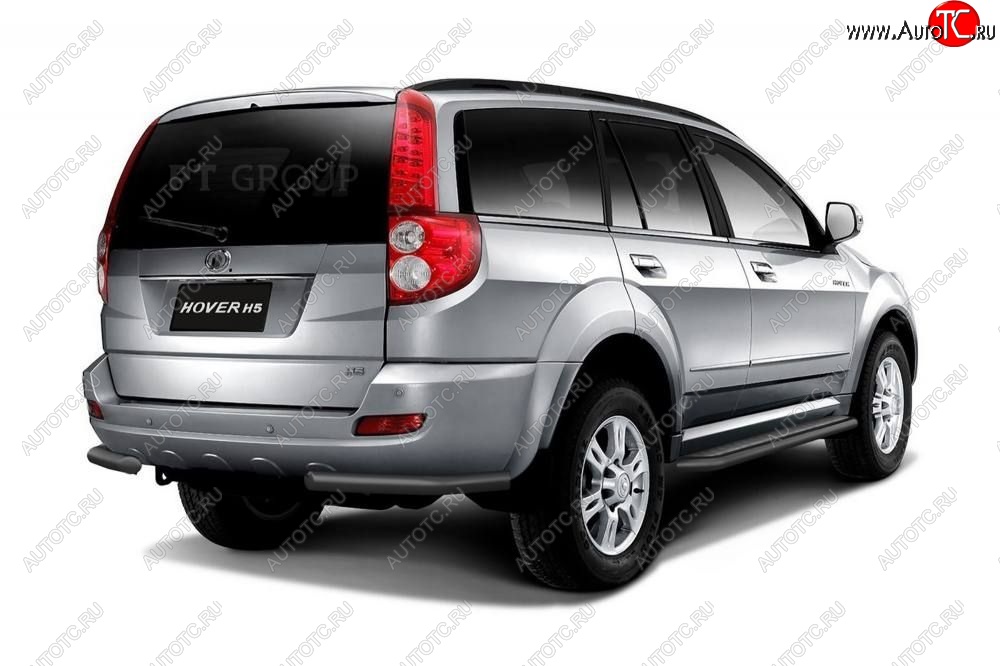 4 899 р. Защита заднего бампера Petroil Tuning (уголки, d63)  Great Wall Hover H5 (2010-2017) (Черная (шагрень))  с доставкой в г. Чебоксары
