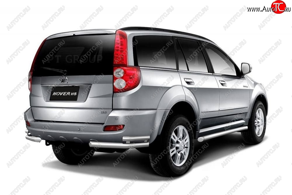 14 399 р. Защита заднего бампера Petroil Tuning (уголки двойные, d63/51)  Great Wall Hover H5 (2010-2017) (Нержавейка)  с доставкой в г. Чебоксары