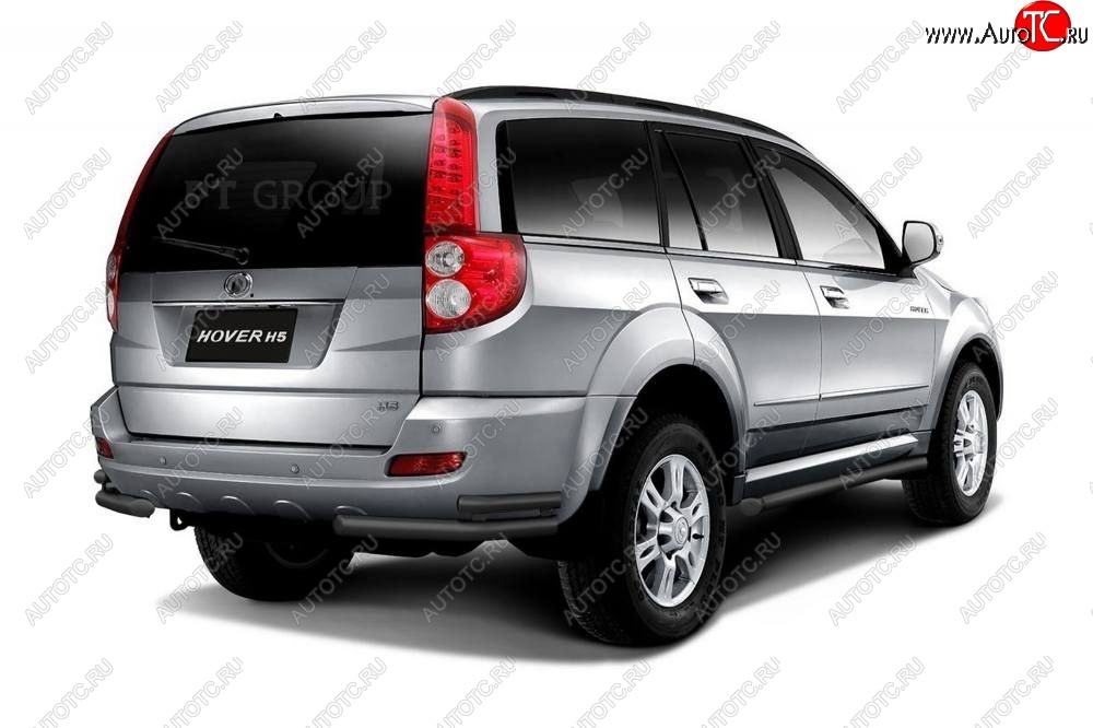 6 999 р. Защита заднего бампера Petroil Tuning (уголки двойные, d63/51)  Great Wall Hover H5 (2010-2017) (Черная (шагрень))  с доставкой в г. Чебоксары