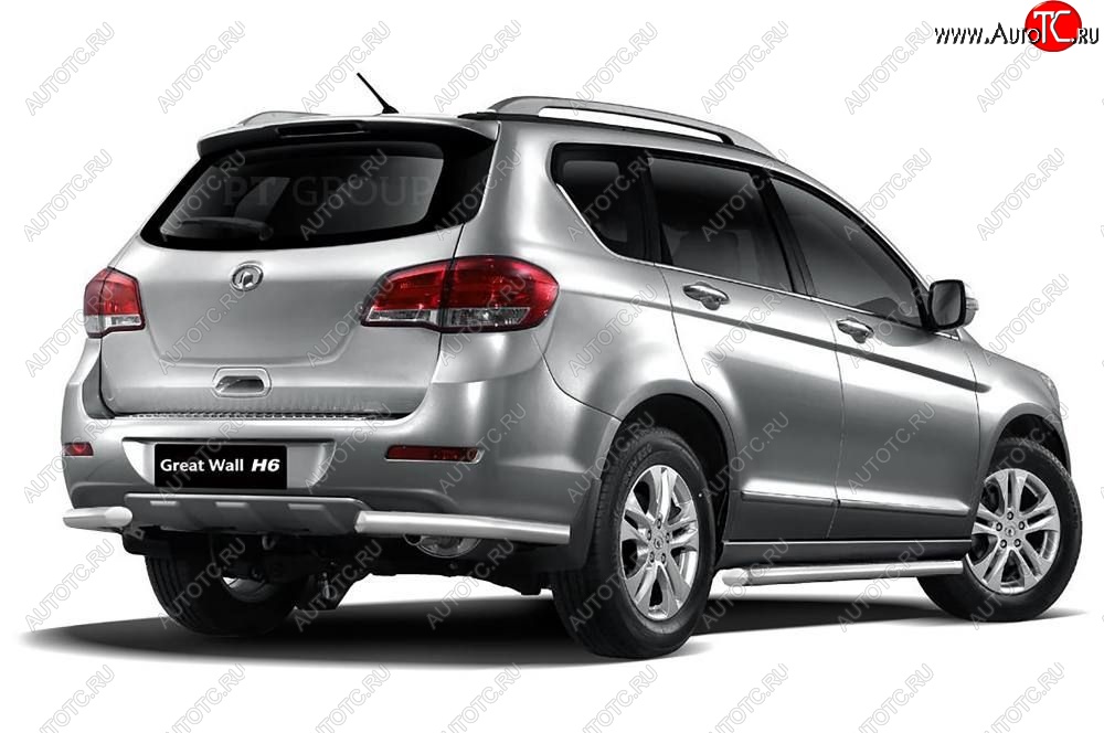 10 649 р. Защита заднего бампера Petroil Tuning (уголки, d63)  Great Wall Hover H6 (2012-2016) (Нержавейка)  с доставкой в г. Чебоксары