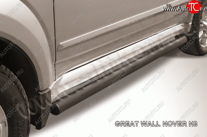 10 999 р. Защита порогов Slitkoff (труба d76)  Great Wall Hover H3 (2010-2014)  дорестайлинг (Цвет: серебристый)  с доставкой в г. Чебоксары