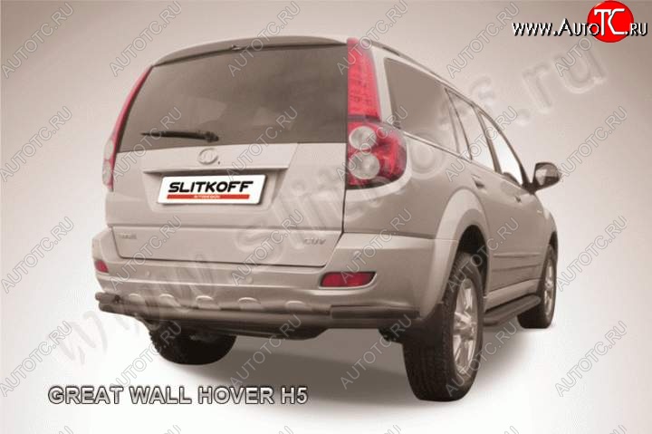 9 649 р. Защита заднего бампера из труб d57+d42 Slitkoff  Great Wall Hover H5 (2010-2017) (Цвет: серебристый)  с доставкой в г. Чебоксары