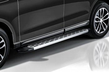 17 399 р. Пороги алюминиевые Slitkoff  Haval H6 (2013-2020) дорестайлинг (Premium Silver)  с доставкой в г. Чебоксары. Увеличить фотографию 3