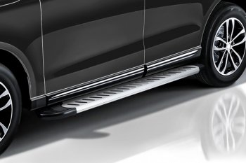 17 399 р. Пороги алюминиевые Slitkoff  Haval H6 (2013-2020) дорестайлинг (Prestige Silver)  с доставкой в г. Чебоксары. Увеличить фотографию 2