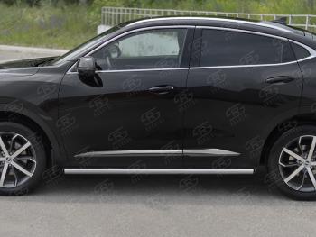 18 849 р. Защита порогов (Ø63 мм) SLITKOFF  Haval F7x (2019-2022) дорестайлинг (полированная нержавейка, торцы круглые)  с доставкой в г. Чебоксары. Увеличить фотографию 2