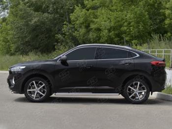 18 849 р. Защита порогов (Ø63 мм) SLITKOFF  Haval F7x (2019-2022) дорестайлинг (полированная нержавейка, торцы круглые)  с доставкой в г. Чебоксары. Увеличить фотографию 3