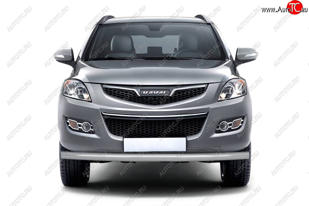 4 999 р. Защита переднего бампера Petroil Tuning (Ø63 мм) Haval H5 рестайлинг (2020-2023) (Сталь с полимерным покрытием в цвет: серебристый ❞Искра❝)  с доставкой в г. Чебоксары